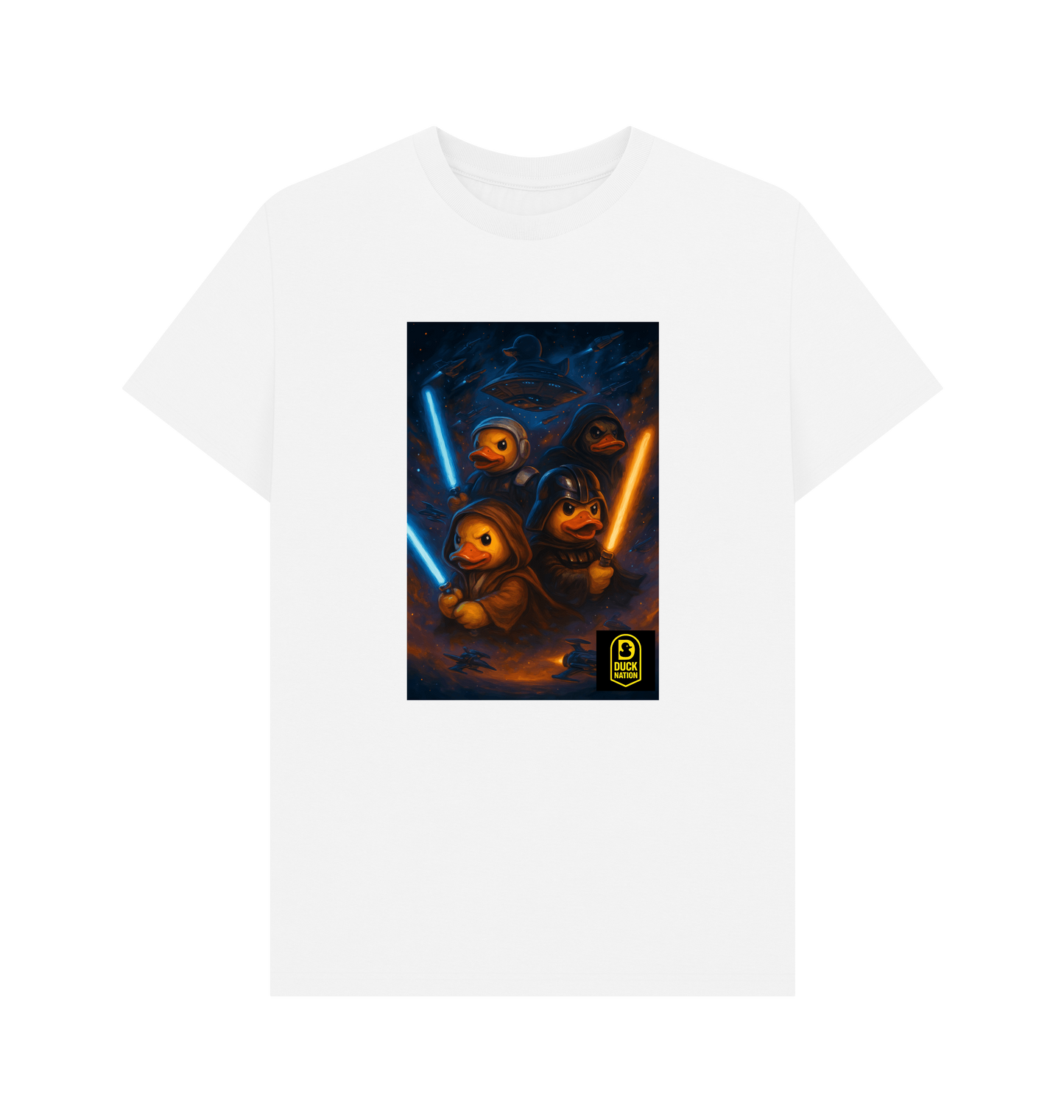 Unisex Adult Duck Nation Galaxy T-Shirt - Duck Wars Tee - Duck Nation