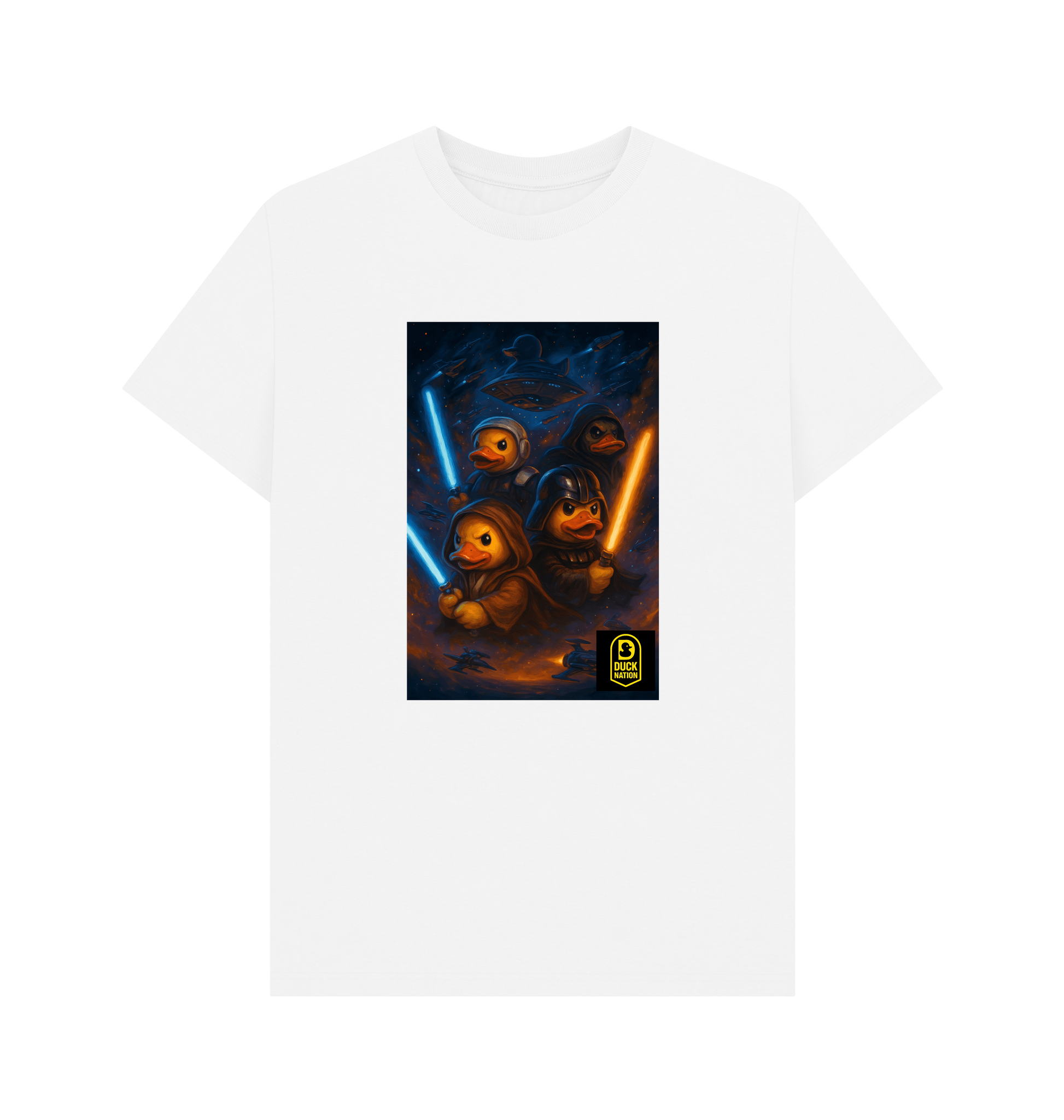 Unisex Adult Duck Nation Galaxy T-Shirt - Duck Wars Tee - Duck Nation