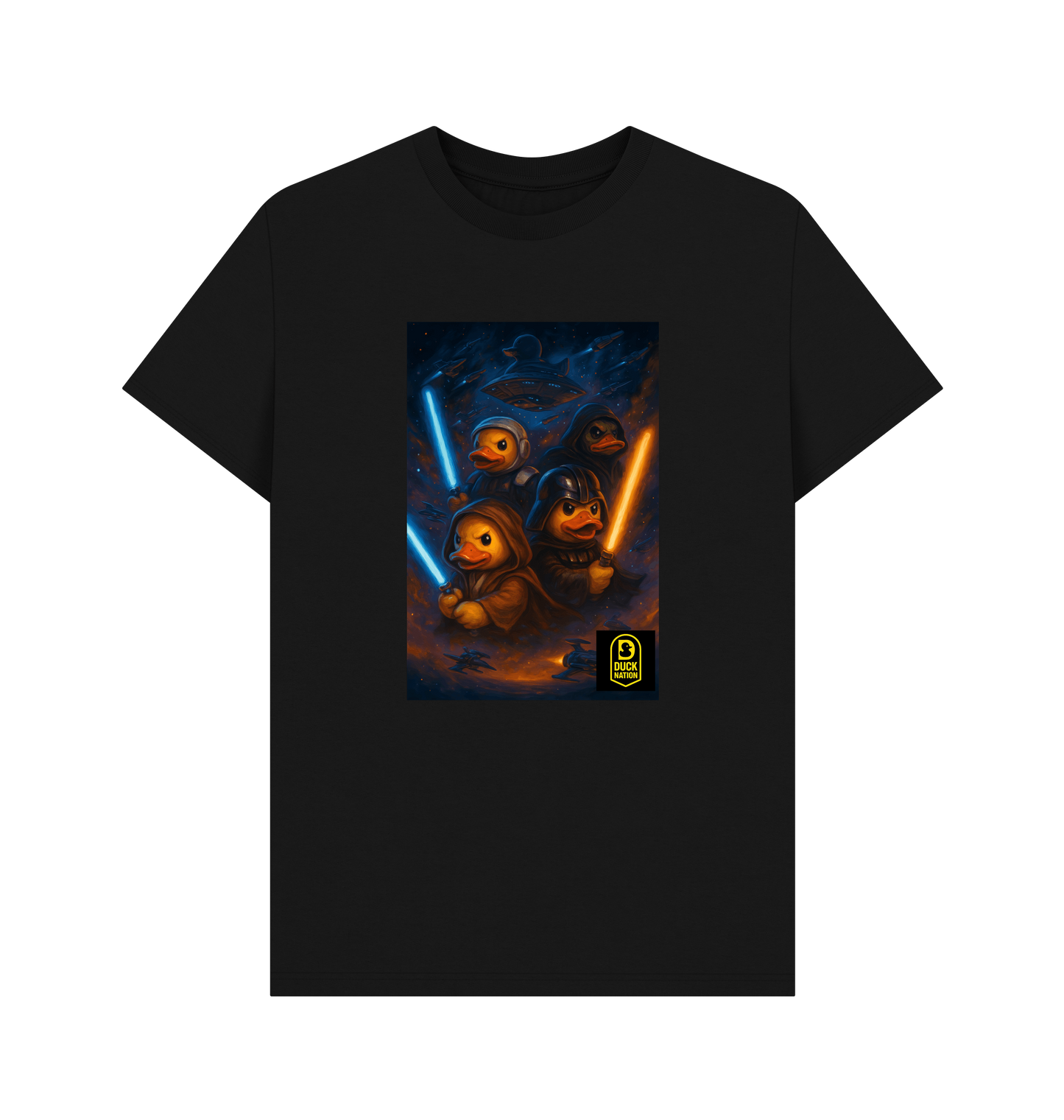 Unisex Adult Duck Nation Galaxy T-Shirt - Duck Wars Tee - Duck Nation