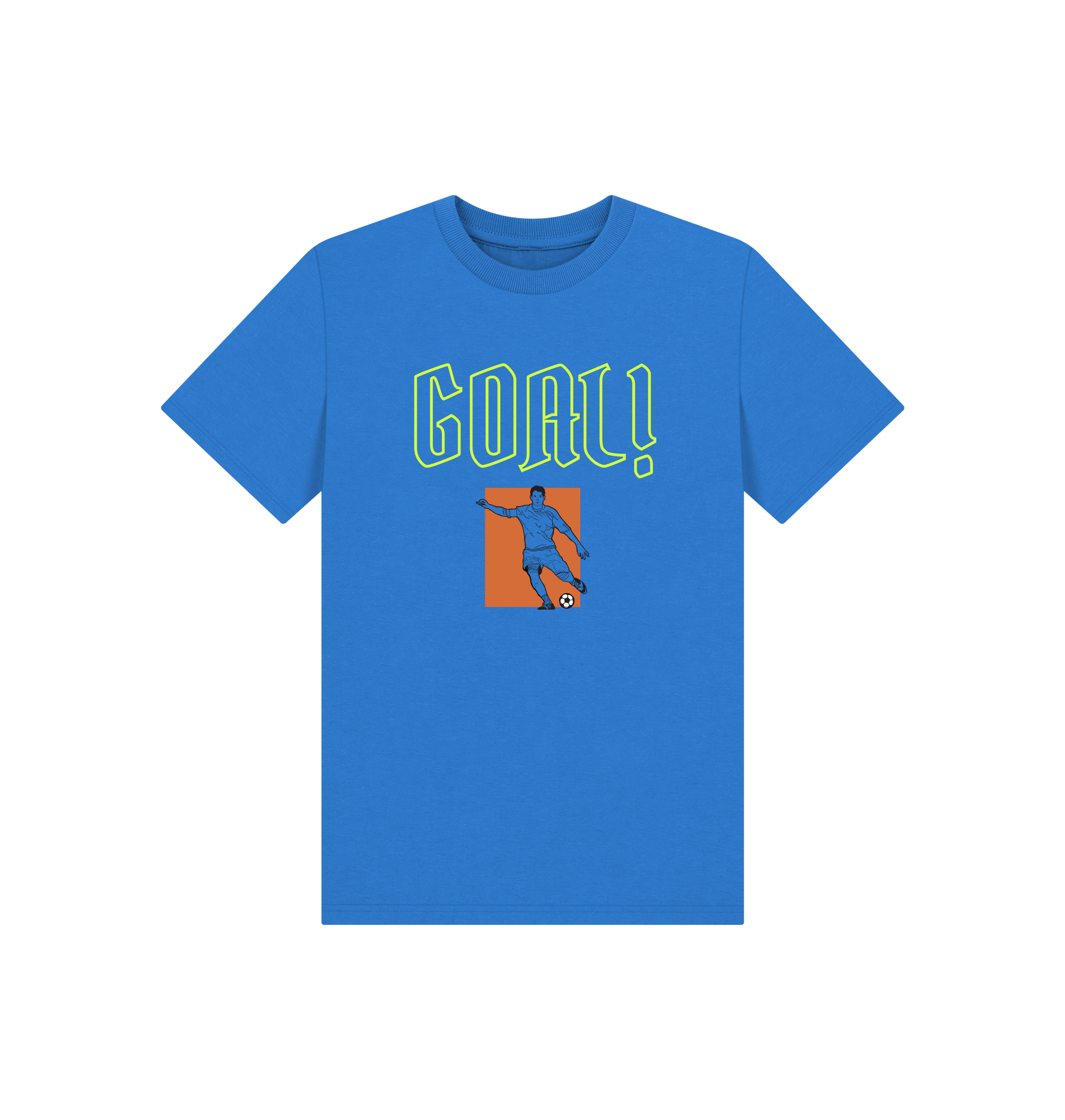 Bright Blue Printed Kids T-Shirt Front