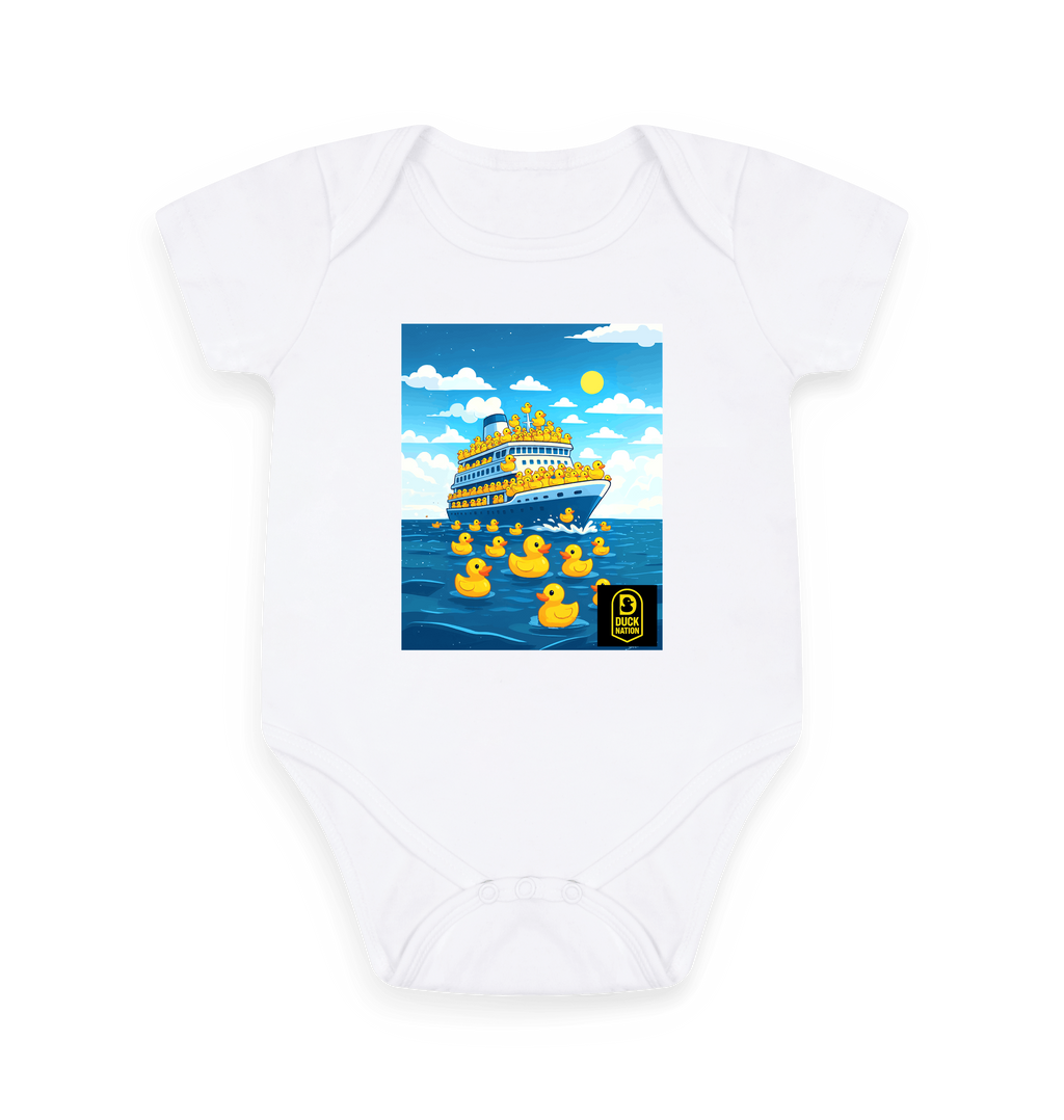 White Printed baby grow Front