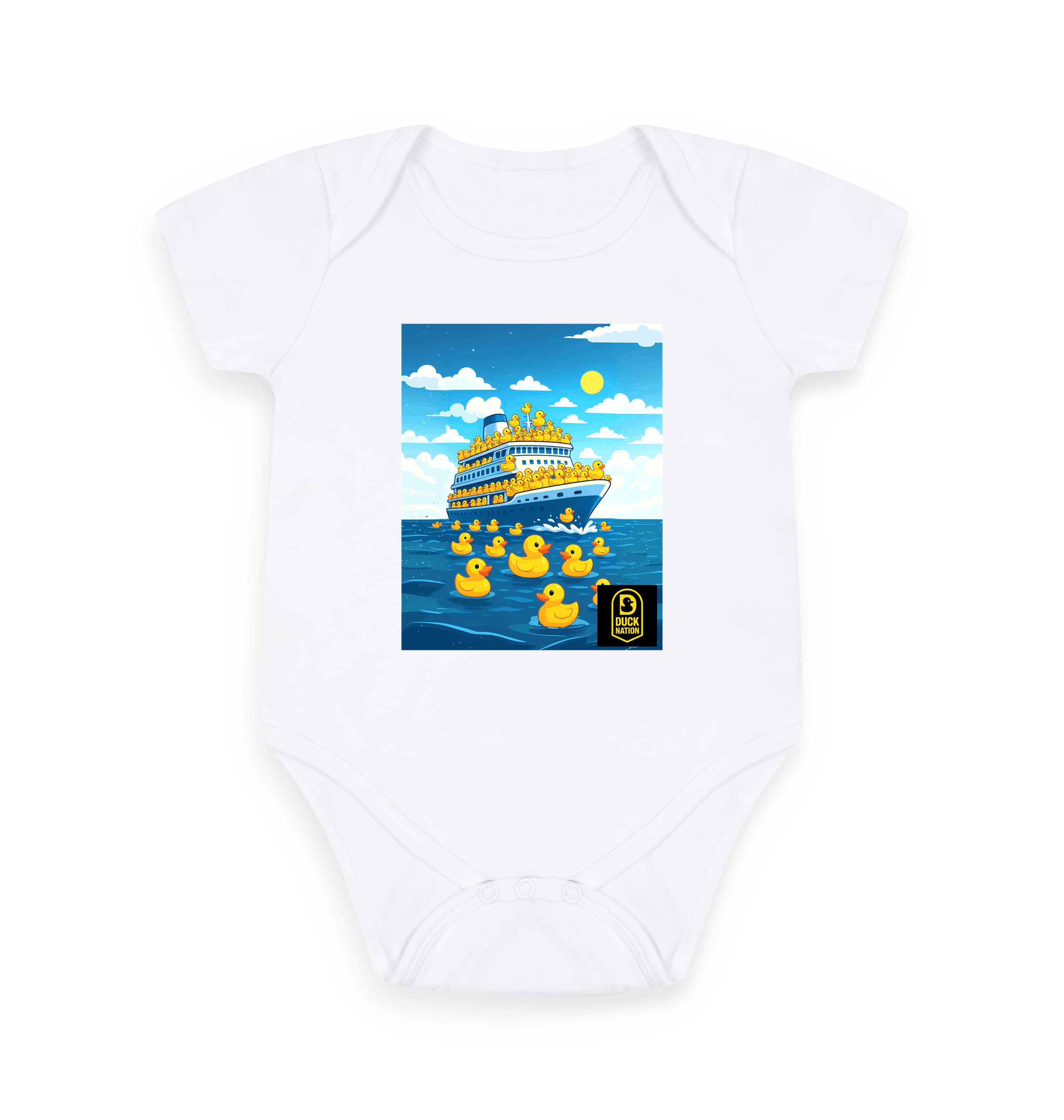 White Printed baby grow Front