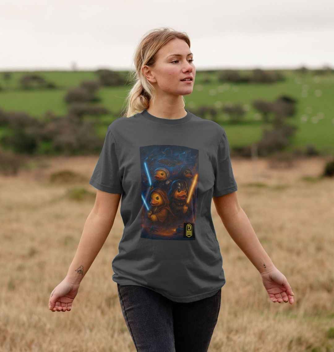 Unisex Adult Duck Nation Galaxy T-Shirt - Duck Wars Tee - Duck Nation