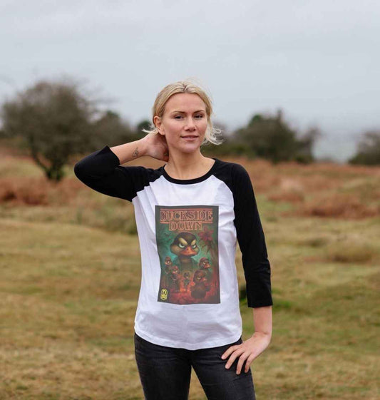 Women’s T-shirt - Duck Nation Duckside Down Retro Tee for Stylish Comfort - Duck Nation