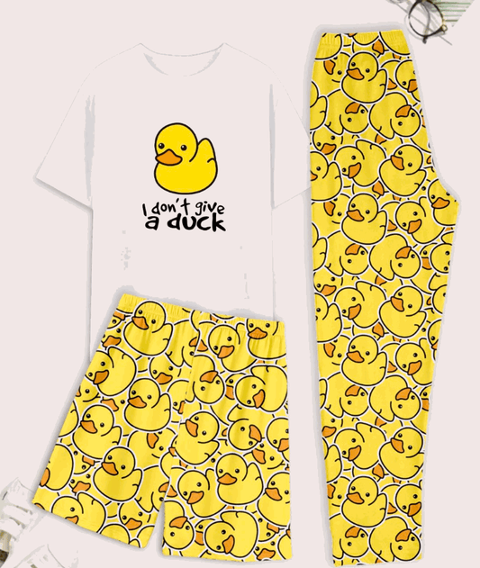 I Don't Give a Duck 3-Piece PJ Set - Comfy PJ's for Ultimate Relaxation - Duck Nation