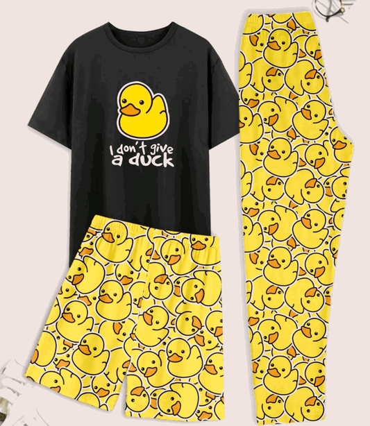 I Don't Give a Duck 3-Piece PJ Set - Comfy PJ's for Ultimate Relaxation - Duck Nation